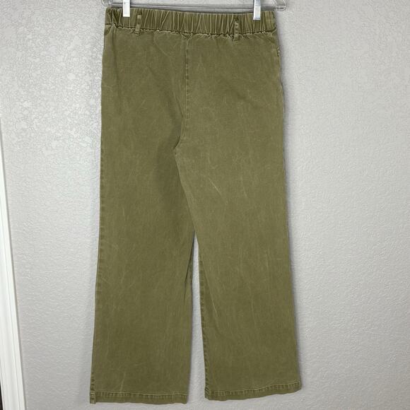 YOUNG FABULOUS & BROKE YFB WIDE LEG PANTS Boho Olive Green Size L - Picture 3 of 4